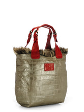 Load image into Gallery viewer, Faux Fur &amp; Croco Embossed Shopper with Leather Trims