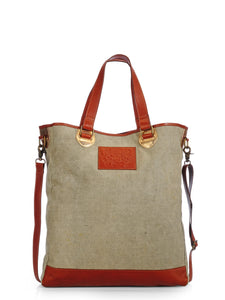 Washed Canvas & Leather Tote Bag