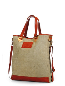 Washed Canvas & Leather Tote Bag