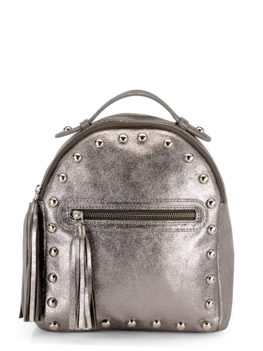 Studded Mini Backpack In Metallic Leather