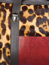 Load image into Gallery viewer, Leopard Print Italian Pony Weekender Bag