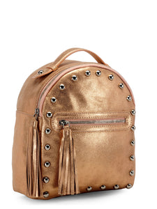 Studded Mini Backpack In Metallic Leather