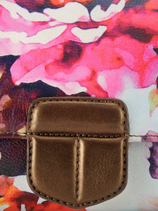 Floral Printed Leather Wallet Clutch