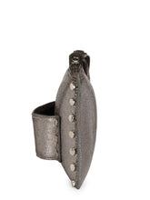 Load image into Gallery viewer, Studded ZipTop Hand-held Clutch In Metallic Leather