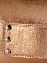 Load image into Gallery viewer, Studded Ziptop Hand-held Clutch In Metallic Leather