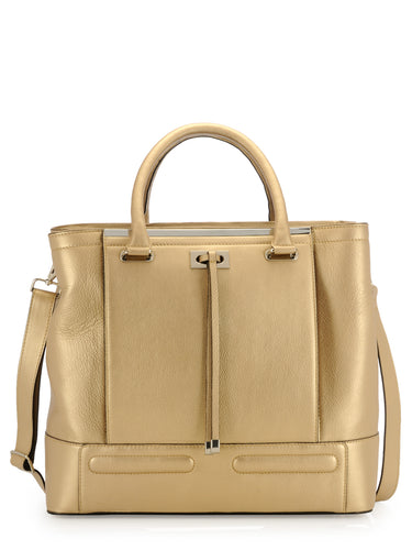 Large Shopper In Metallic Leather