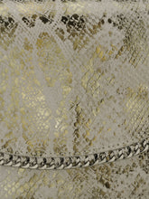 Load image into Gallery viewer, Foiled Snake Print Clutch With Chain Detail