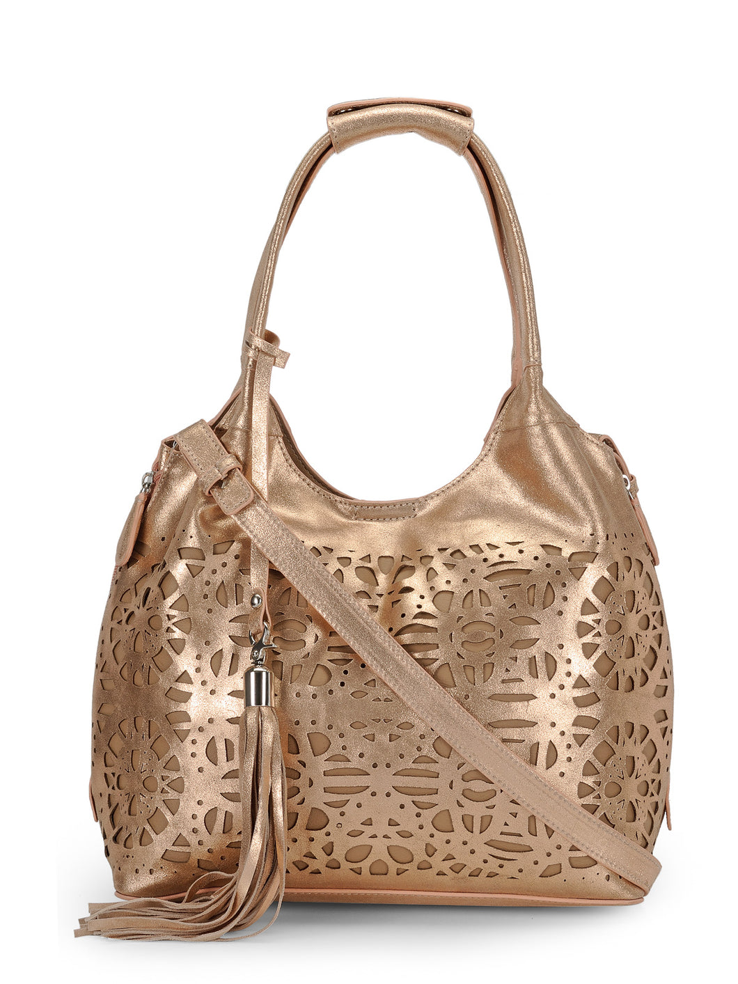 Laser Cut Hobo In Crackle Leather