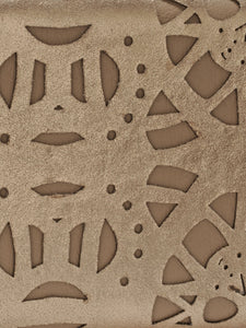 Laser Cut Box Clutch In Crackle Leather