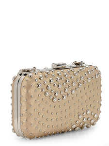 Riveted Box Clutch In Genuine Leather