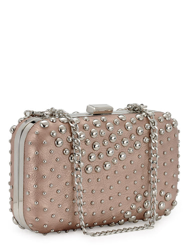 Riveted Box Clutch In Genuine Leather