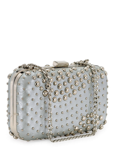 Riveted Box Clutch In Genuine Leather
