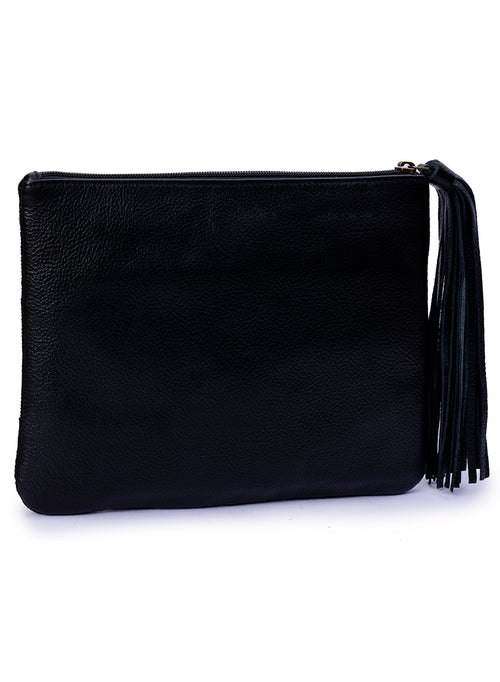 Abstract Patterned Embellished Zip Clutch