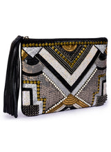 Load image into Gallery viewer, Abstract Patterned Embellished Zip Clutch