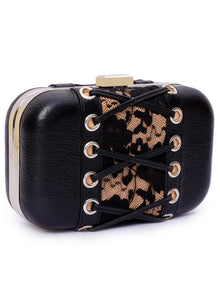 Lace & Leather Combined Corset Clutch