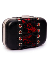 Load image into Gallery viewer, Floral Lace &amp; Leather Combined Corset Box Clutch