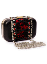Load image into Gallery viewer, Floral Lace &amp; Leather Combined Corset Box Clutch