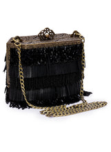 Load image into Gallery viewer, Vintage Clutch With Leather &amp; Beaded Fringes