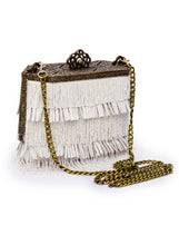 Load image into Gallery viewer, Vintage Clutch With Leather &amp; Beaded Fringes