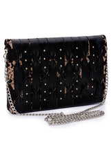 Load image into Gallery viewer, Floral Lace &amp; Leather Combined Fold Over Clutch