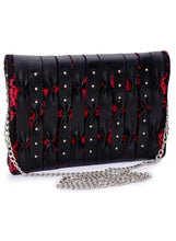Load image into Gallery viewer, Floral Lace &amp; Leather Combined Fold Over Clutch