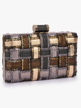Load image into Gallery viewer, Multi Colored Leather Cross Weave Box Clutch