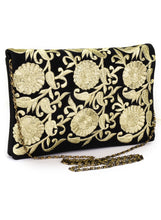 Load image into Gallery viewer, Metallic Thread Floral Embroidered Fold Over Clutch
