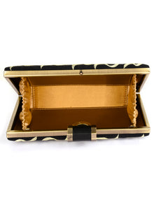 Metallic Thread Floral Embroidered Box Clutch