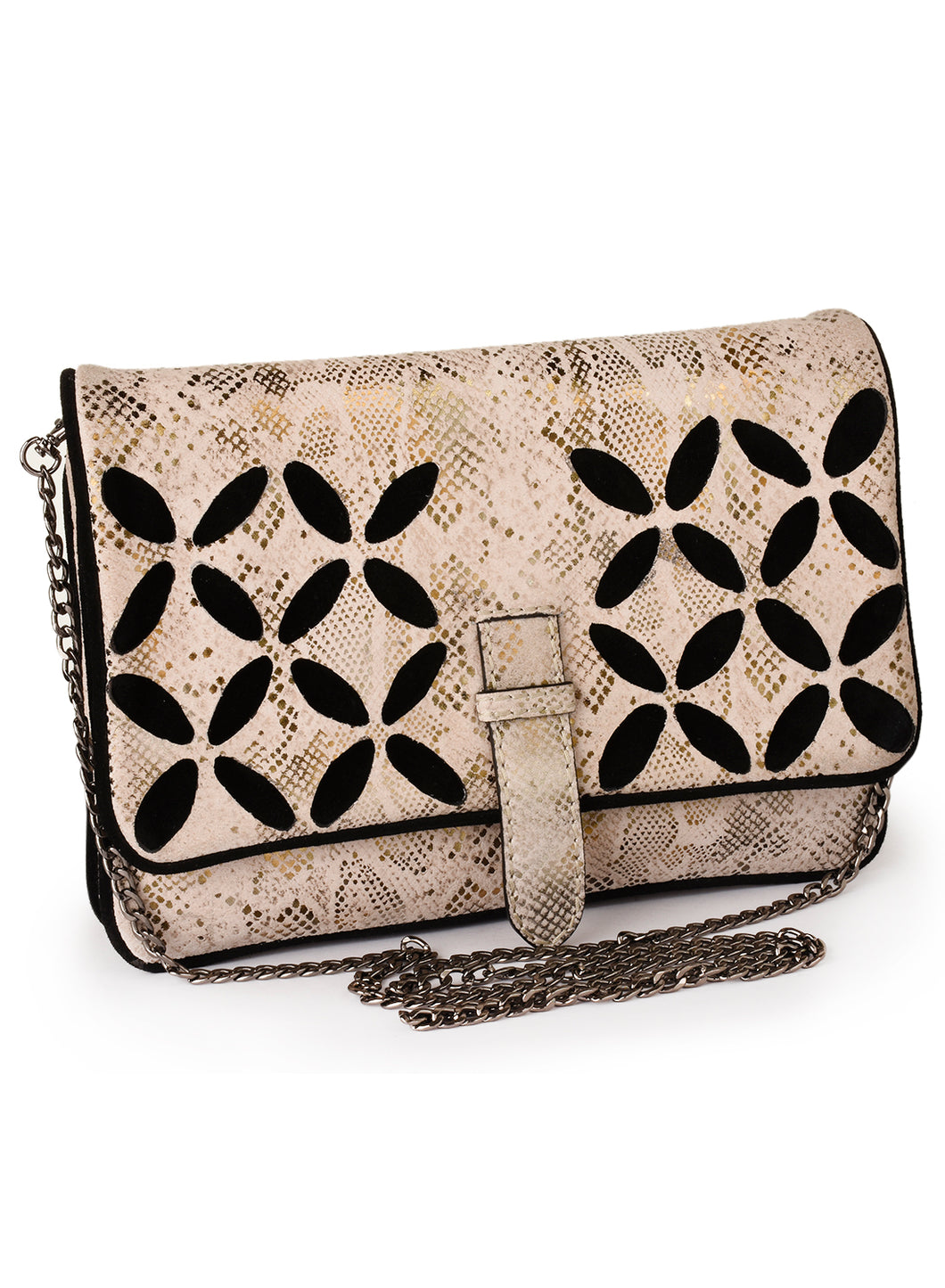Foiled Snake Printed Double Clutch