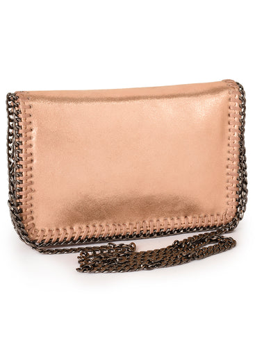 Glitter Clutch With Whip-stitch & Chain Detail