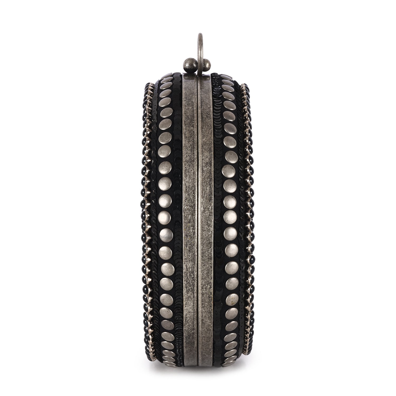Abstract Patterned Round Box Clutch