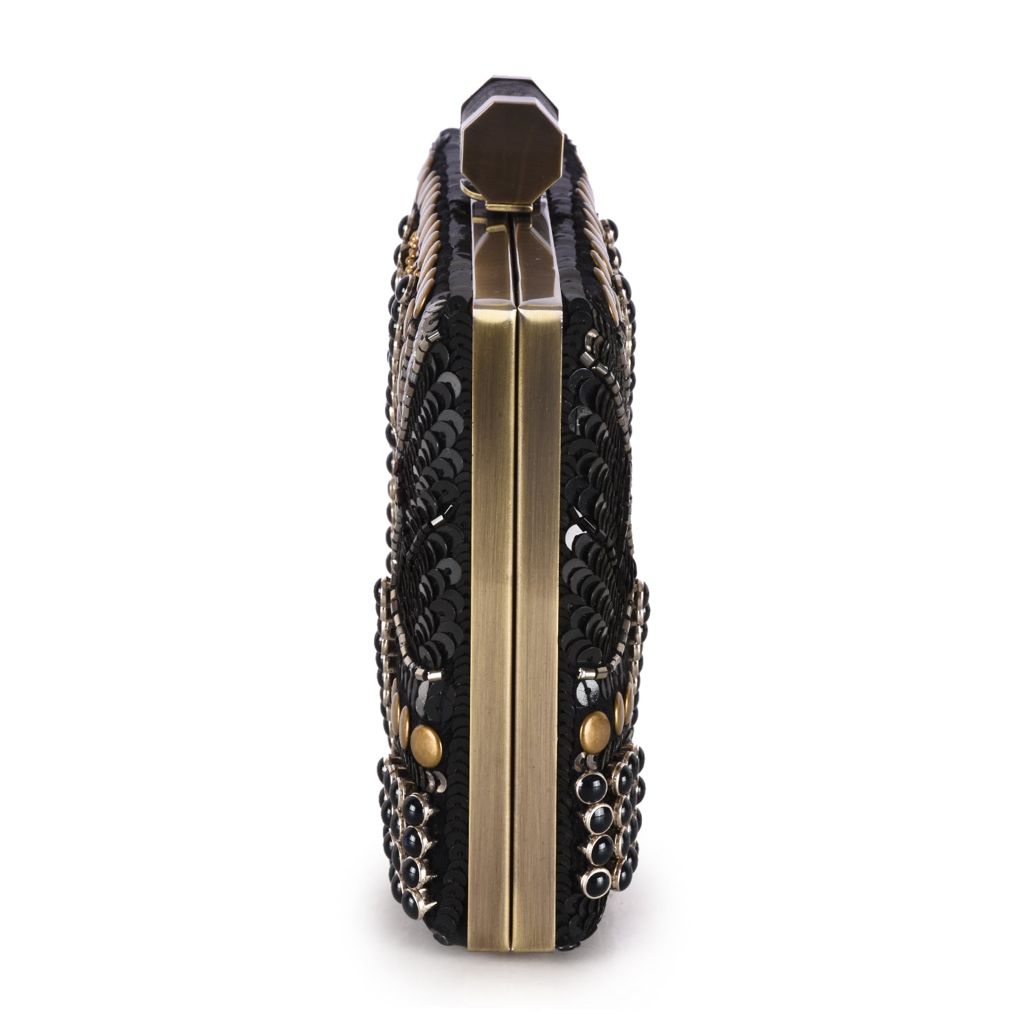 Abstract Patterned Embellished Box Clutch