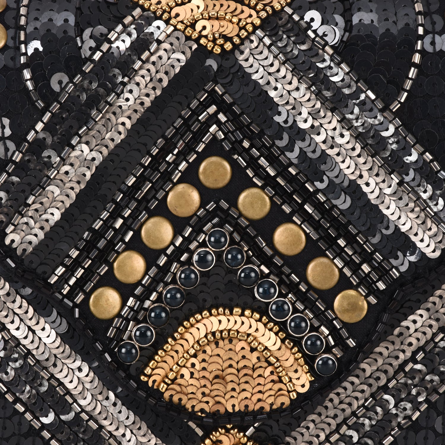 Abstract Patterned Embellished Fold-over Clutch