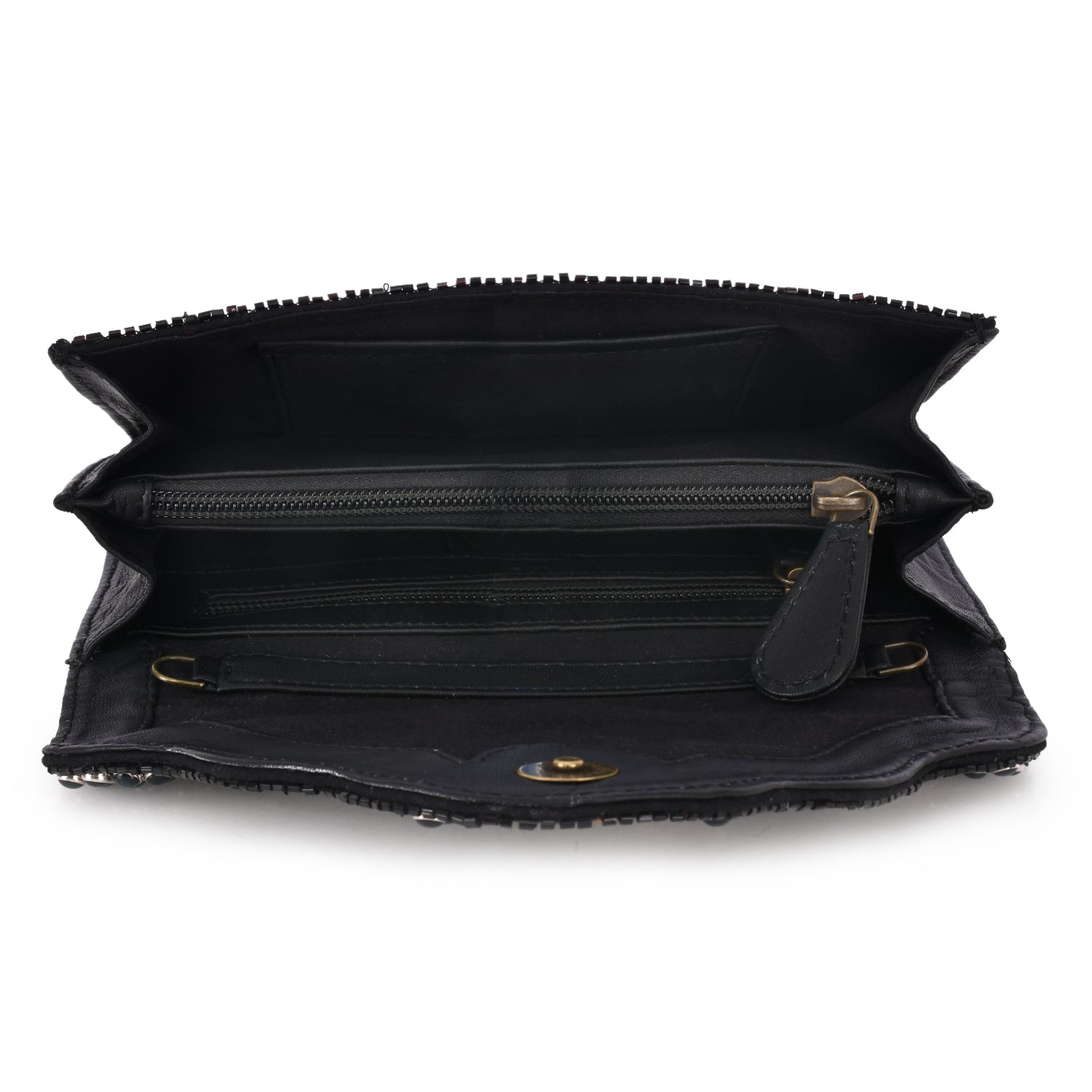 Abstract Patterned Embellished Fold-over Clutch