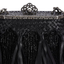 Load image into Gallery viewer, Vintage Frame Bag With Woven Leather &amp; Beaded Fringe