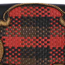 Load image into Gallery viewer, Woven Leather &amp; Metal Embellished Fold-over Clutch