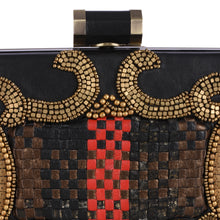 Load image into Gallery viewer, Red &amp; Black Leather Cross-weave Box Clutch