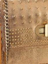 Load image into Gallery viewer, Studded Clutch in Metallic Crackle Leather