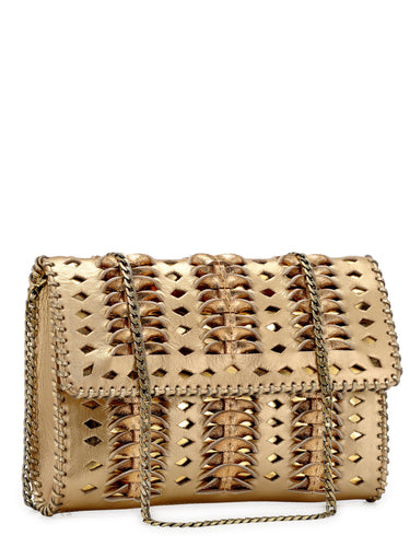 Twisted Weave Clutch In Genuine Leather