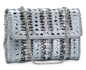 Twisted Weave Clutch In Genuine Leather
