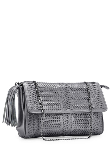 Whip-stitch Clutch In Genuine Leather