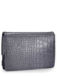 Croco Emboss Clutch In Genuine Leather