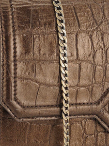 Croco Emboss Clutch In Genuine Leather