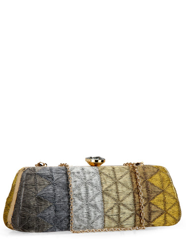 Metallic Thread Geometric Box Clutch