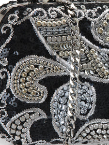 Metallic Thread & Sequins Embellished Clutch