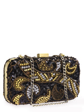 Load image into Gallery viewer, Metallic Thread &amp; Sequins Embellished Box Clutch