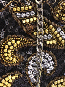 Metallic Thread & Sequins Embellished Box Clutch