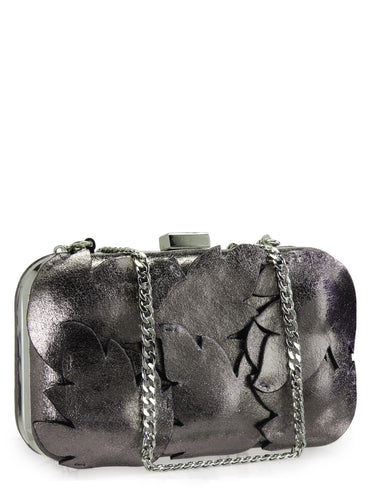 Leather Applique Box Clutch