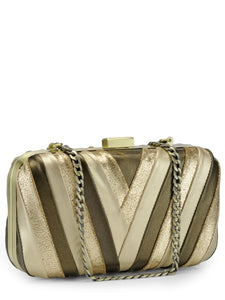Leather Pleated Box Clutch