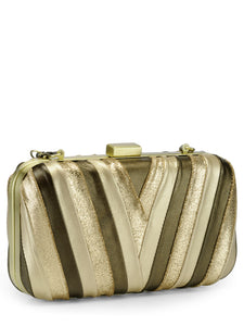 Leather Pleated Box Clutch